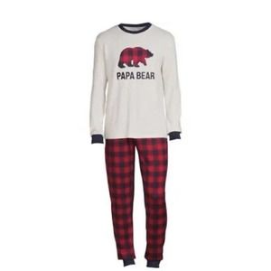 Dearfoams Men's Papa Bear Family 2-Piece Pajama Set Red Plaid Size 3XL NEW